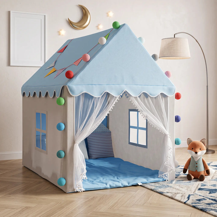 A blue and grey house-shaped children&
